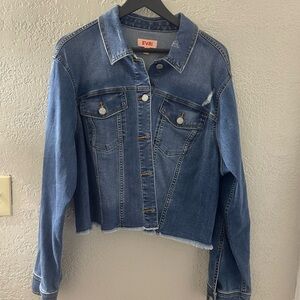 EVRI Women's Blue Distressed Denim Jacket Size 2X